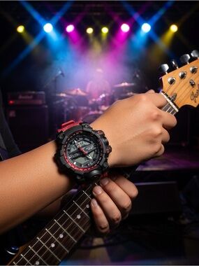 Rugged Black & Red Men's Sport Watch - Durable Outdoor Timepiece